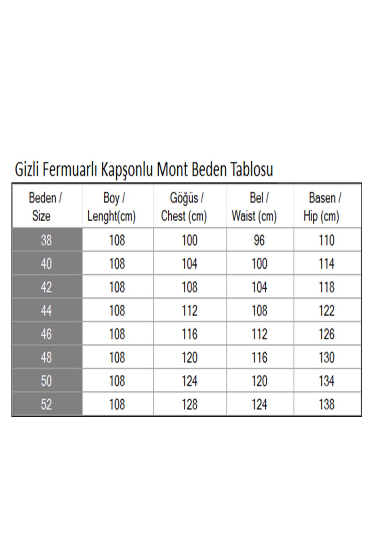 Gizli Fermuarlı Kapşonlu Mont Bej 19211