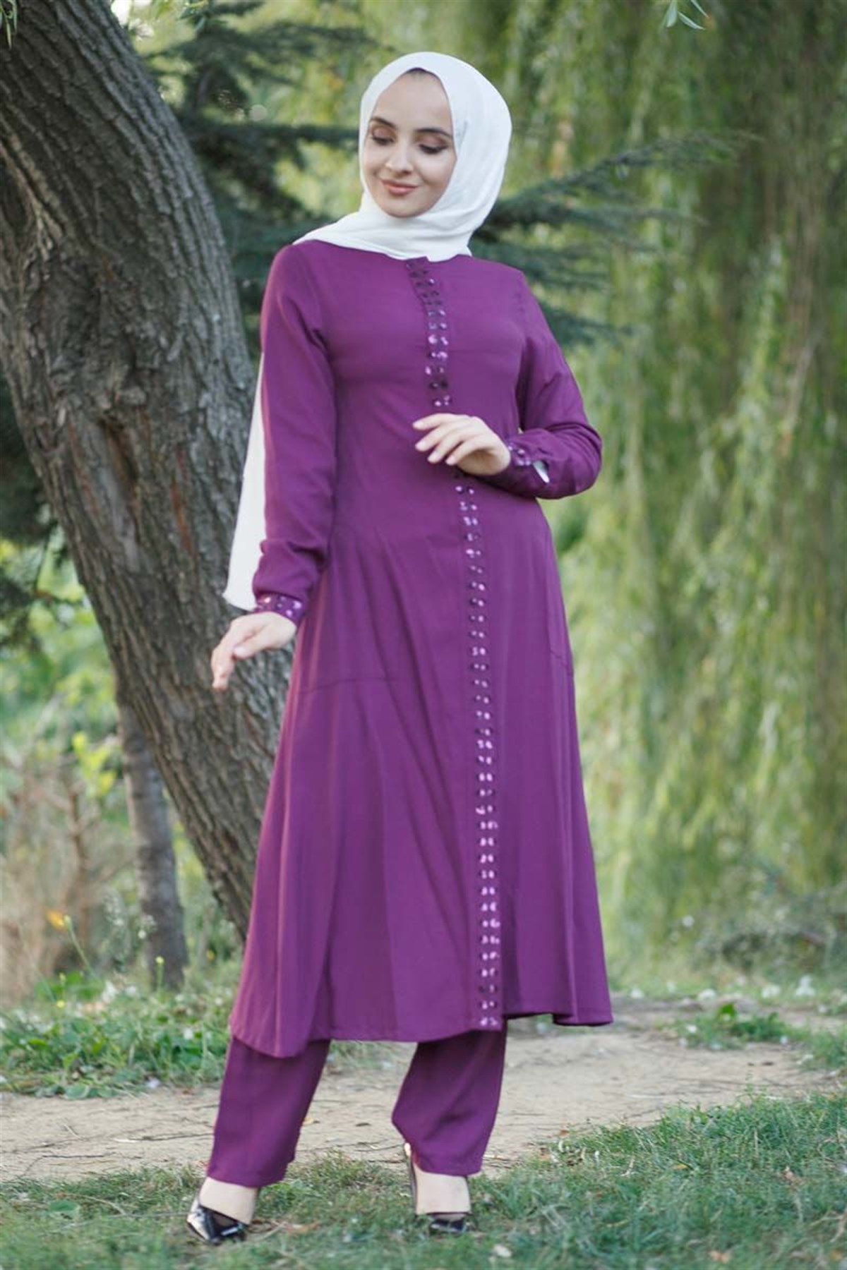 Gizli Patlı Tesettür Kombin Mürdüm Mürdüm 9480-2