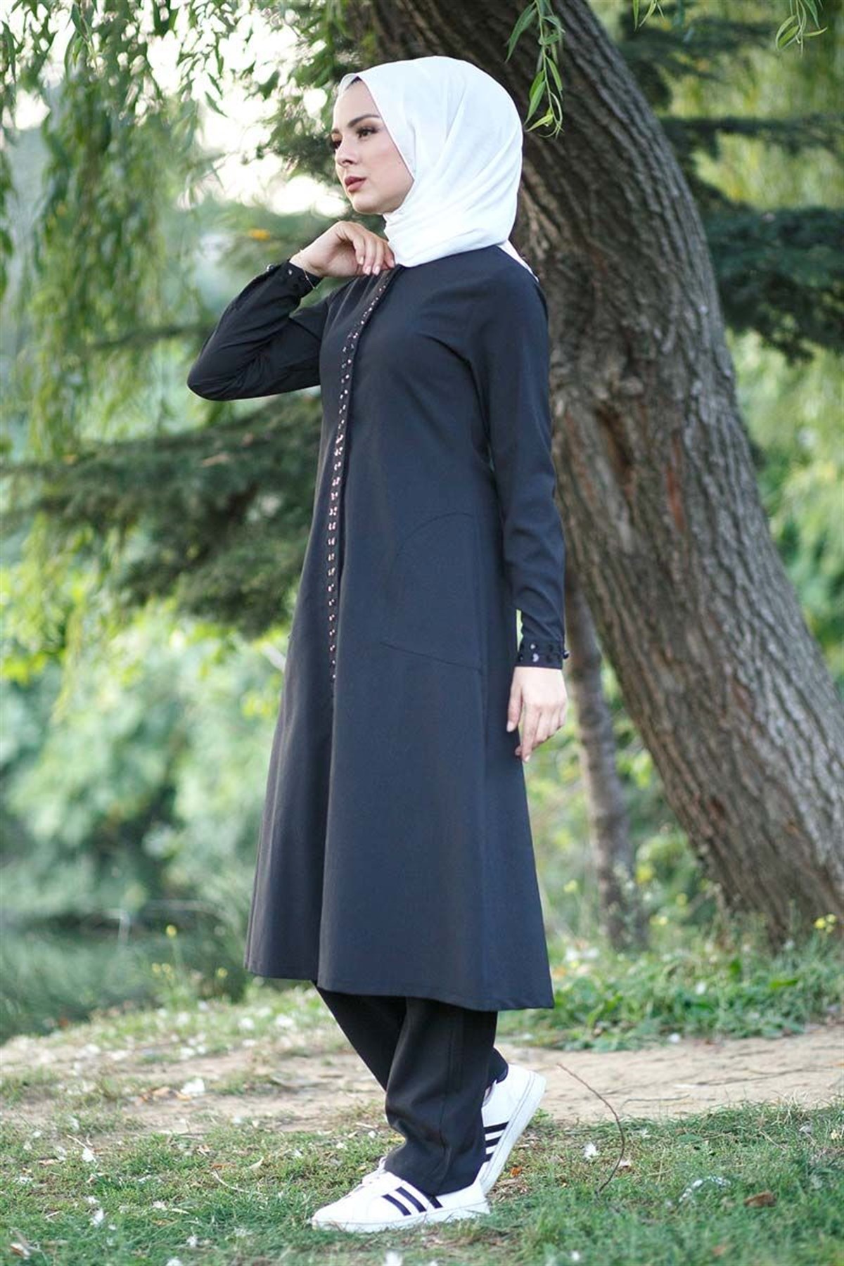 Gizli Patlı Tesettür Kombin Siyah Siyah 9480-3