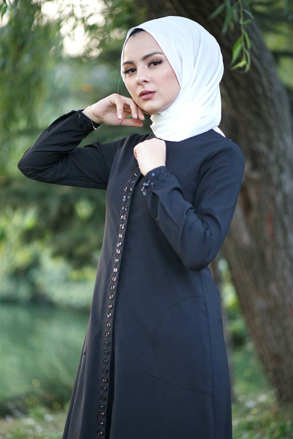 Gizli Patlı Tesettür Kombin Siyah Siyah 9480-3