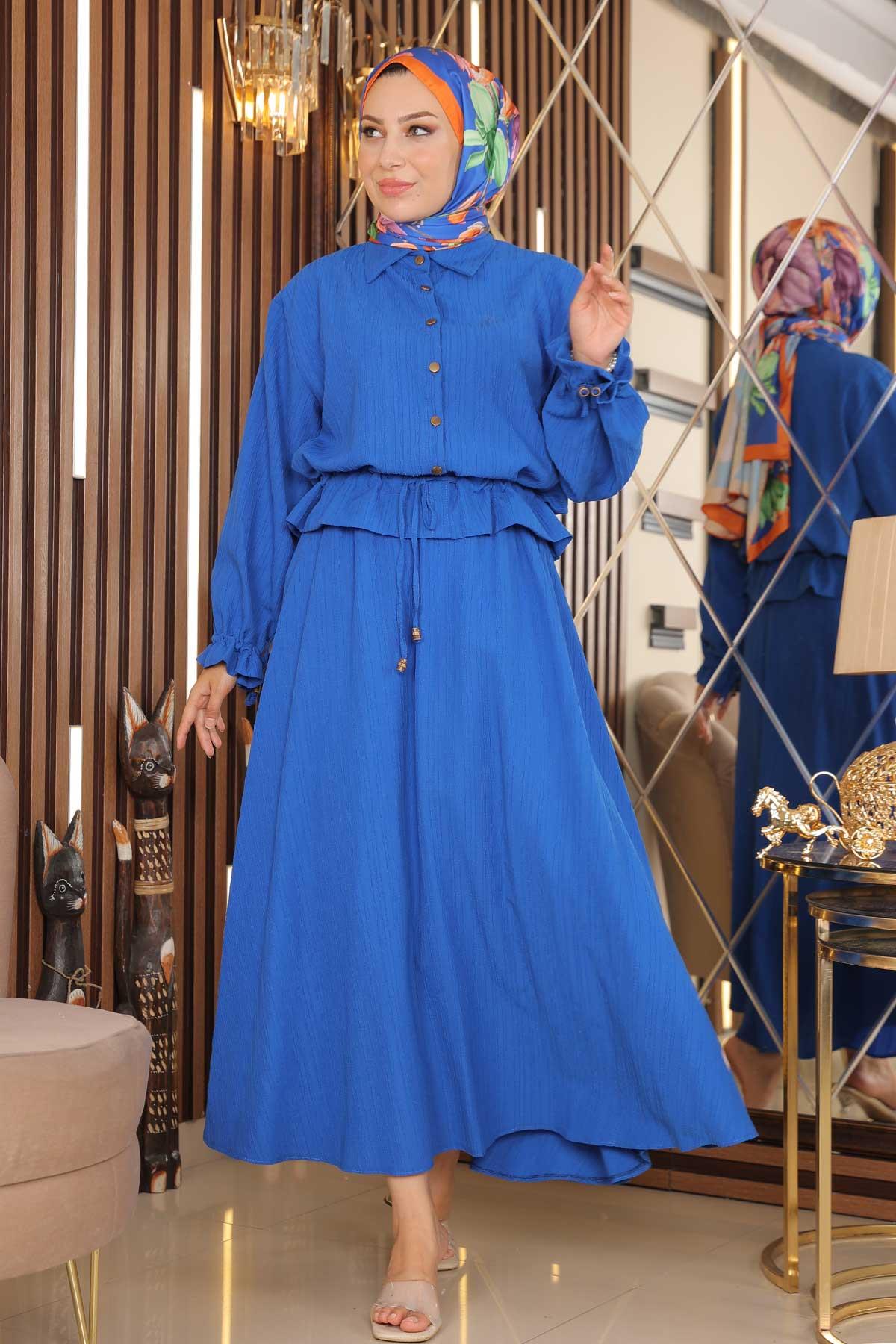 Gömlek Etek Takım İndigo 19146