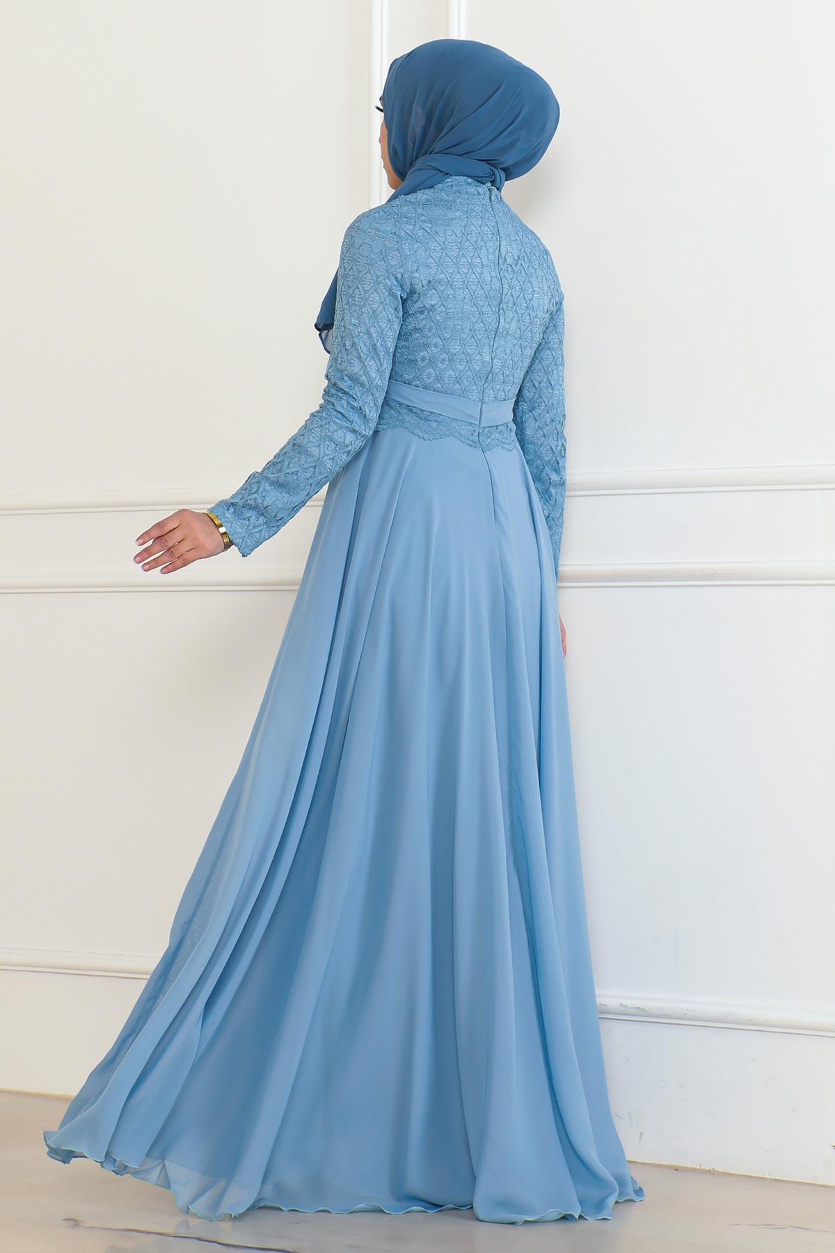 İnci Detaylı Abiye Bebe Mavisi 6137