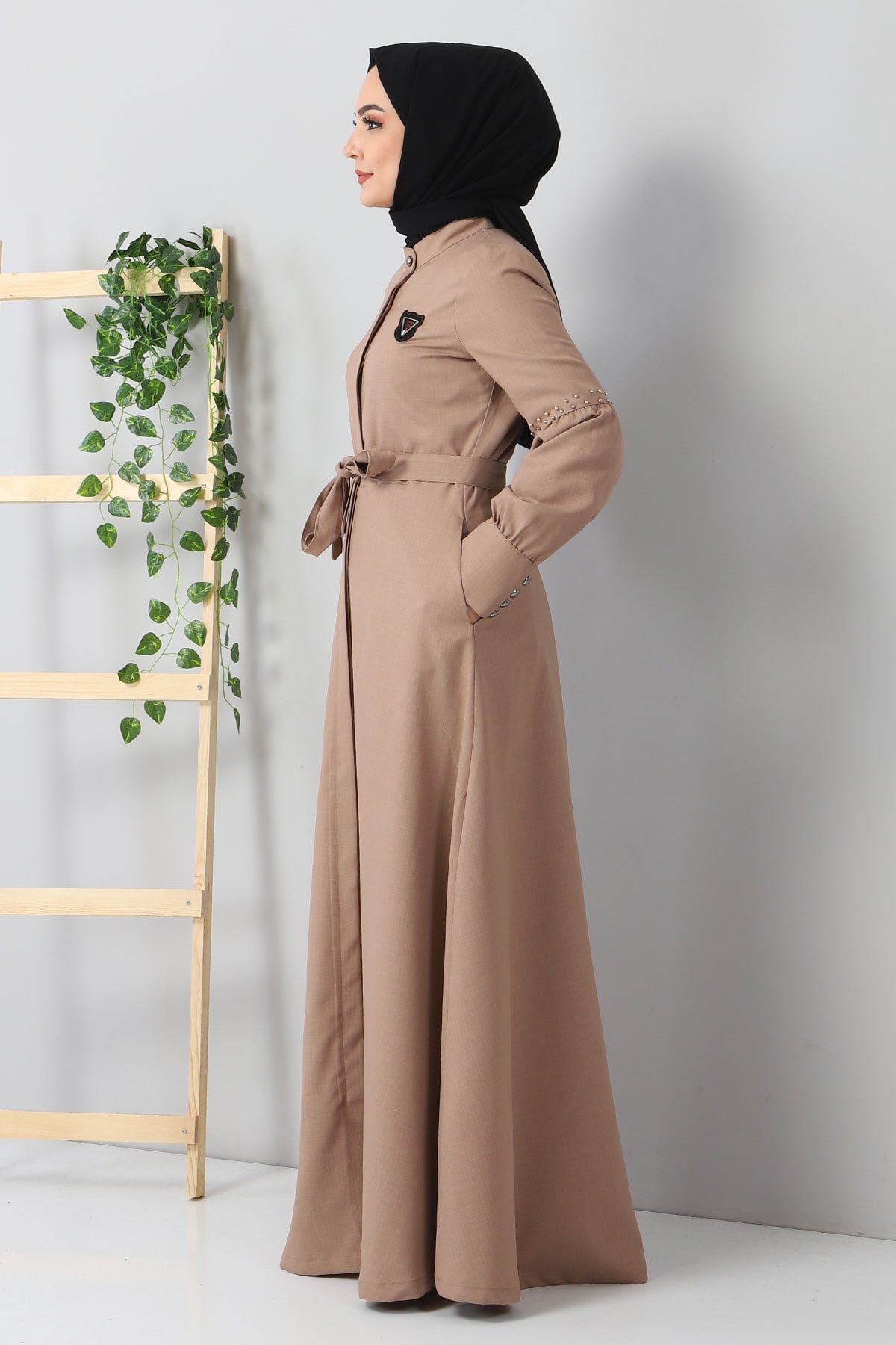 İnci Detaylı Ferace Vizon 9094