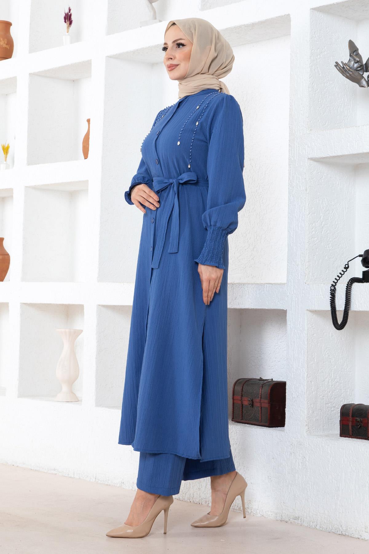 İnci Detaylı Takım İndigo 19360