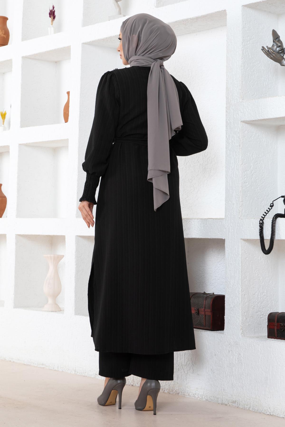 İnci Detaylı Takım Siyah 19360