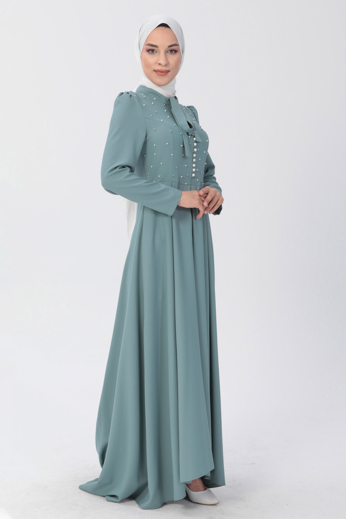 İncili Elbise Mint 8352
