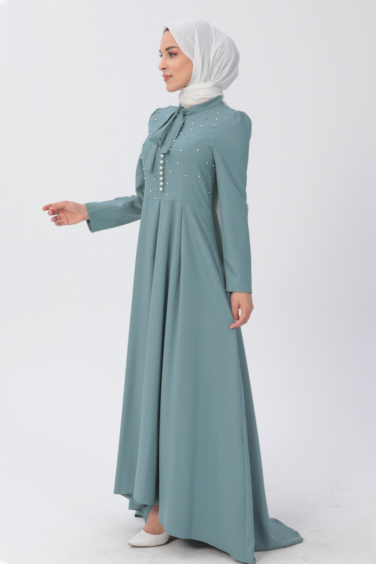 İncili Elbise Mint 8352