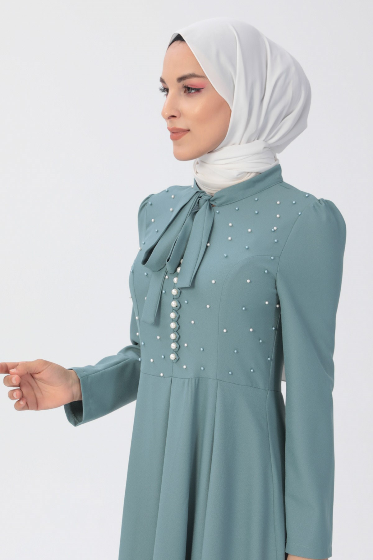 İncili Elbise Mint 8352