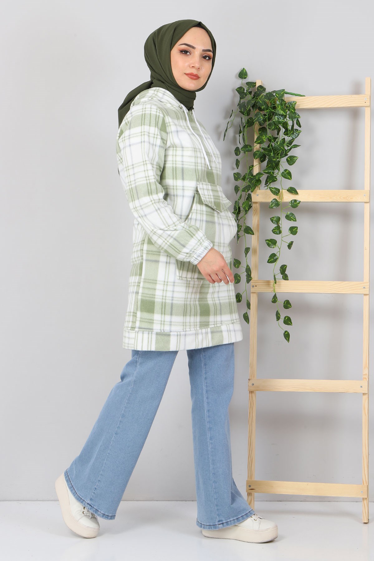 Kanguru Cepli Polar Sweatshirt Yeşil 10801