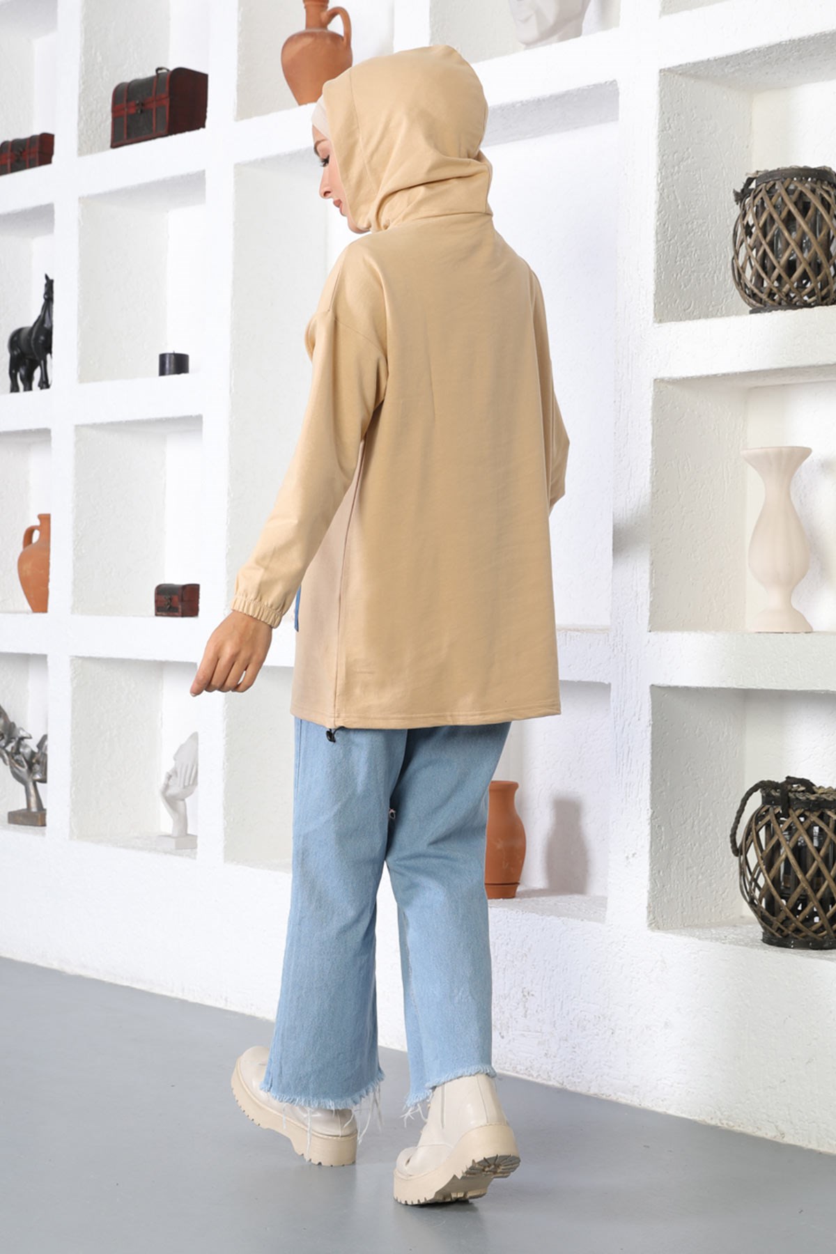 Kanguru Cepli Sweatshirt Vizon 6044
