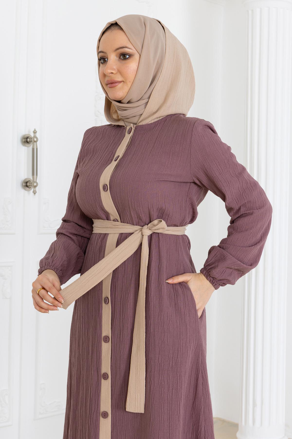 Kapşonlu Düğmeli Takım Gül Kurusu Gül Kurusu MSW19238-1