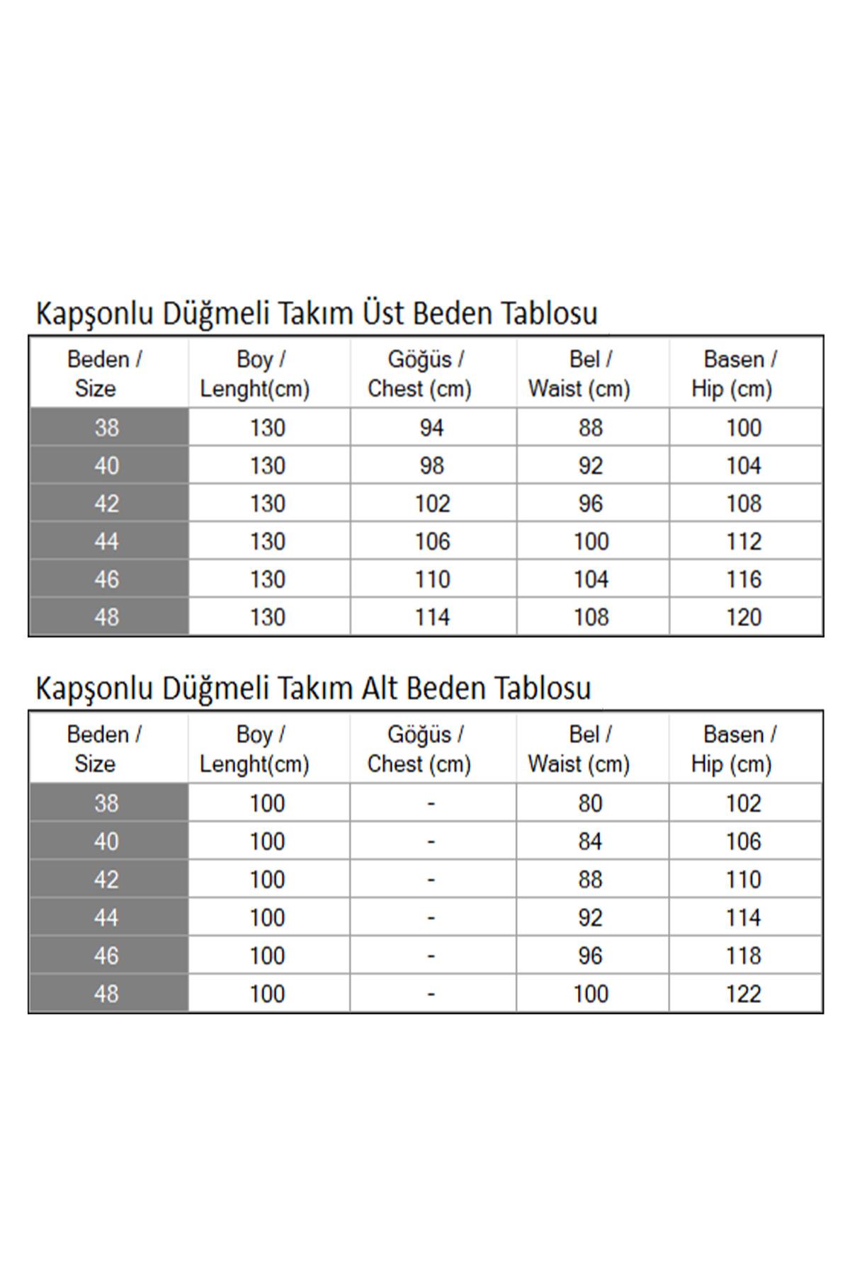 Kapşonlu Düğmeli Takım Siyah 19238