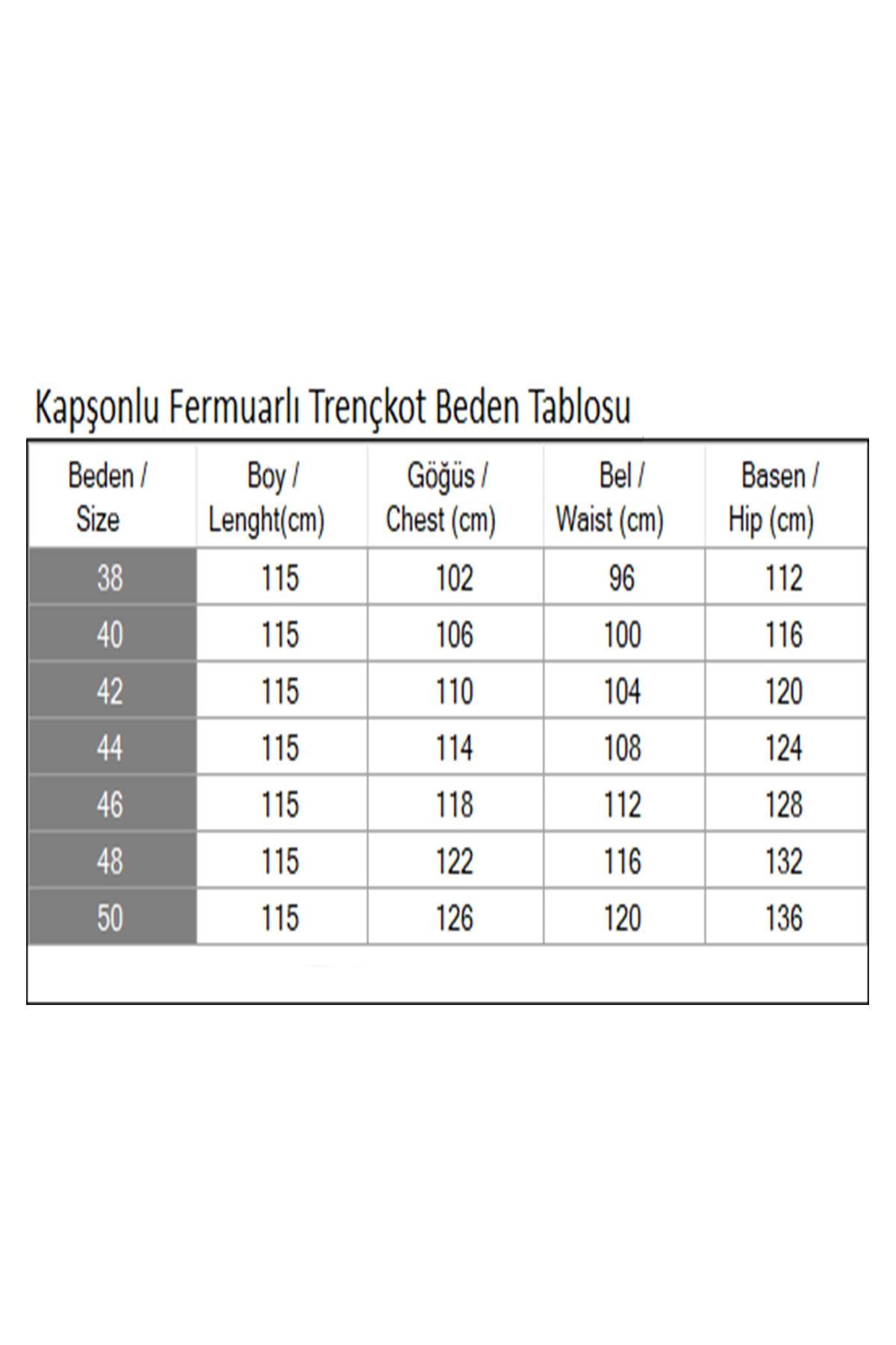 Kapşonlu Fermuarlı Trençkot Bej 19205