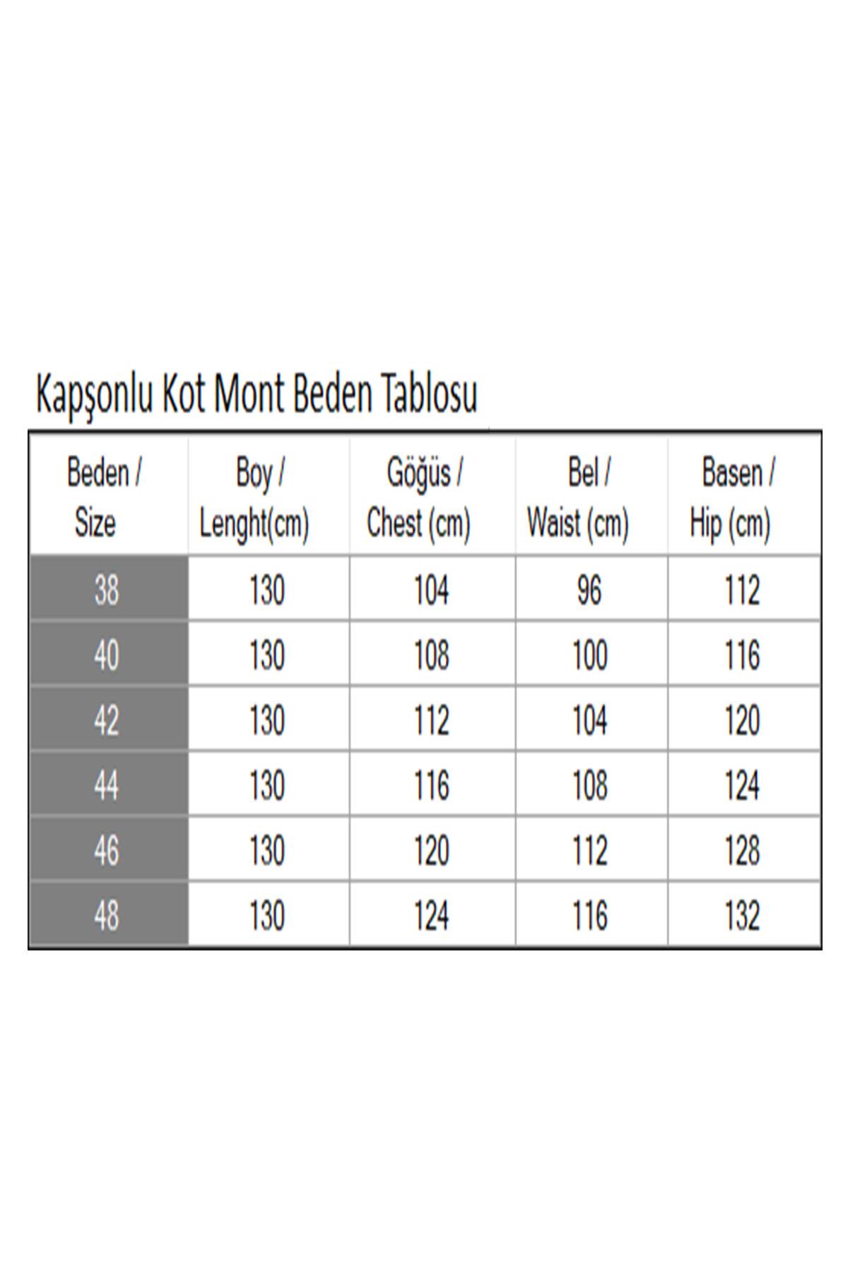 Kapşonlu Kot Mont Koyu Kot 19230
