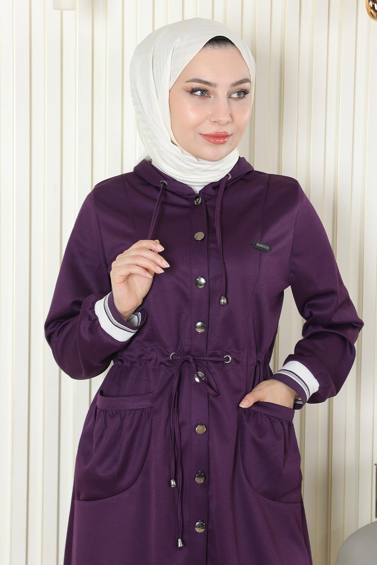 Kapşonlu Ribanalı Takım Mor Mor MSW19196-3