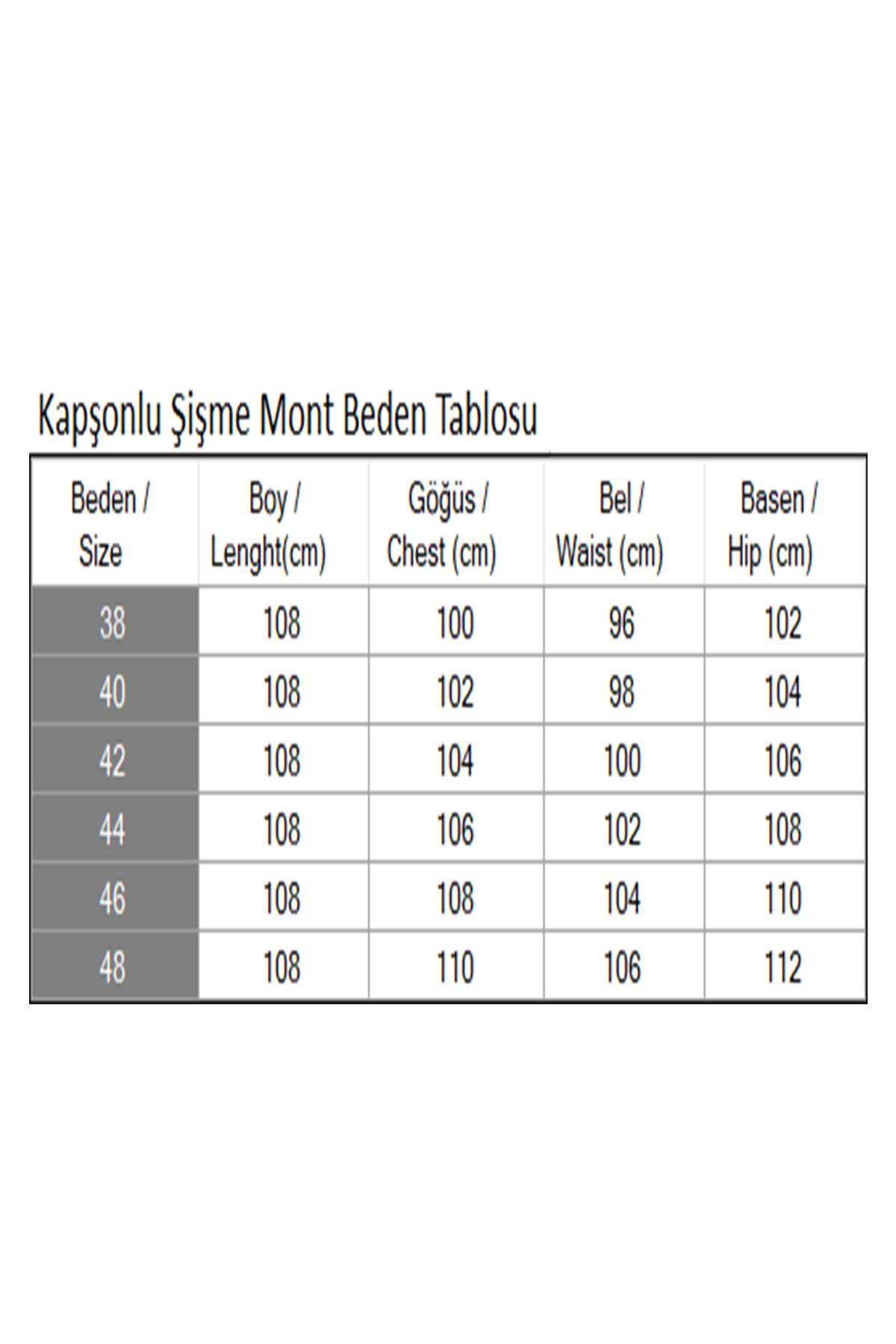 Kapşonlu Şişme Mont Bej 6155