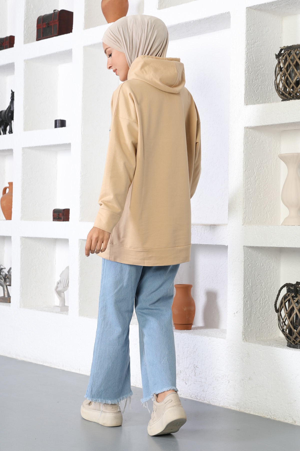 Kapşonlu Sweatshirt Vizon 6042