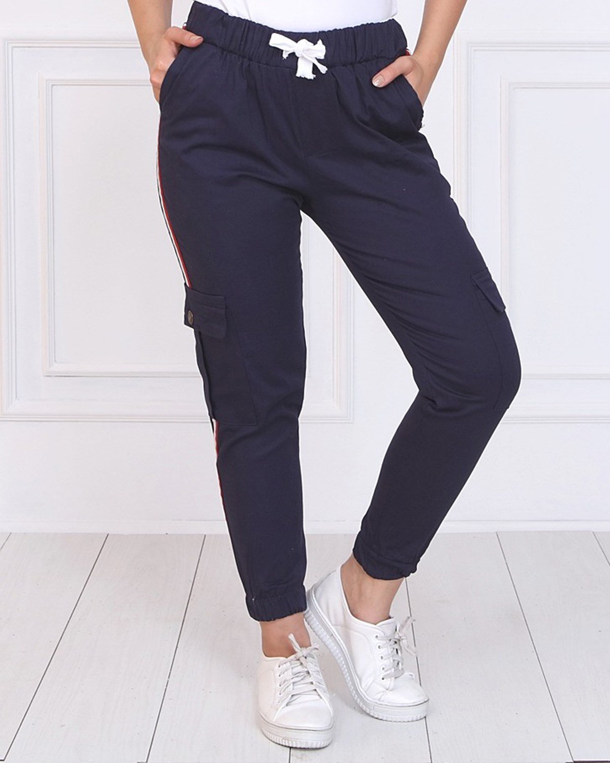 Kargo Cepli Tesettür Pantolon Lacivert Lacivert 8457-2