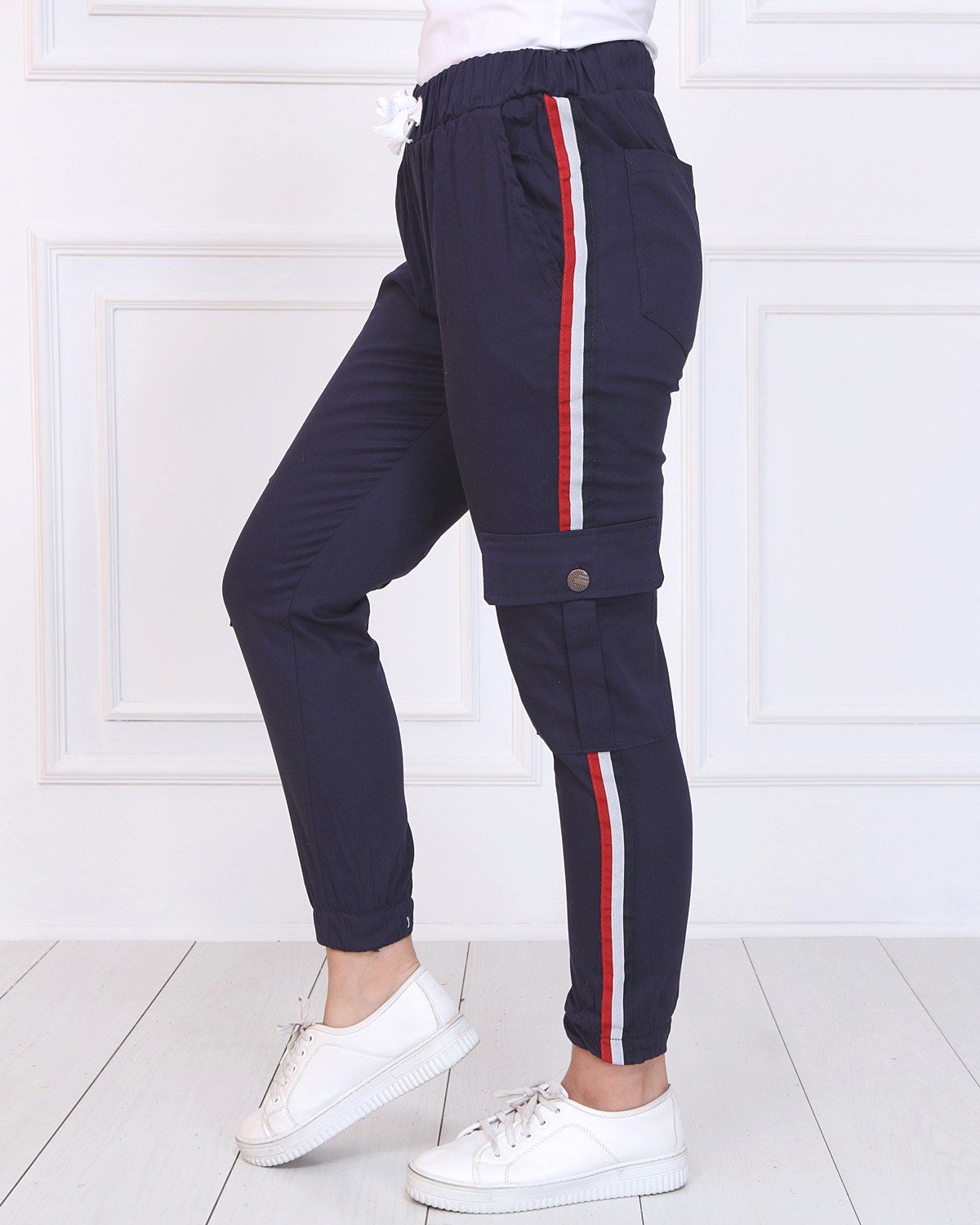Kargo Cepli Tesettür Pantolon Lacivert Lacivert 8457-2
