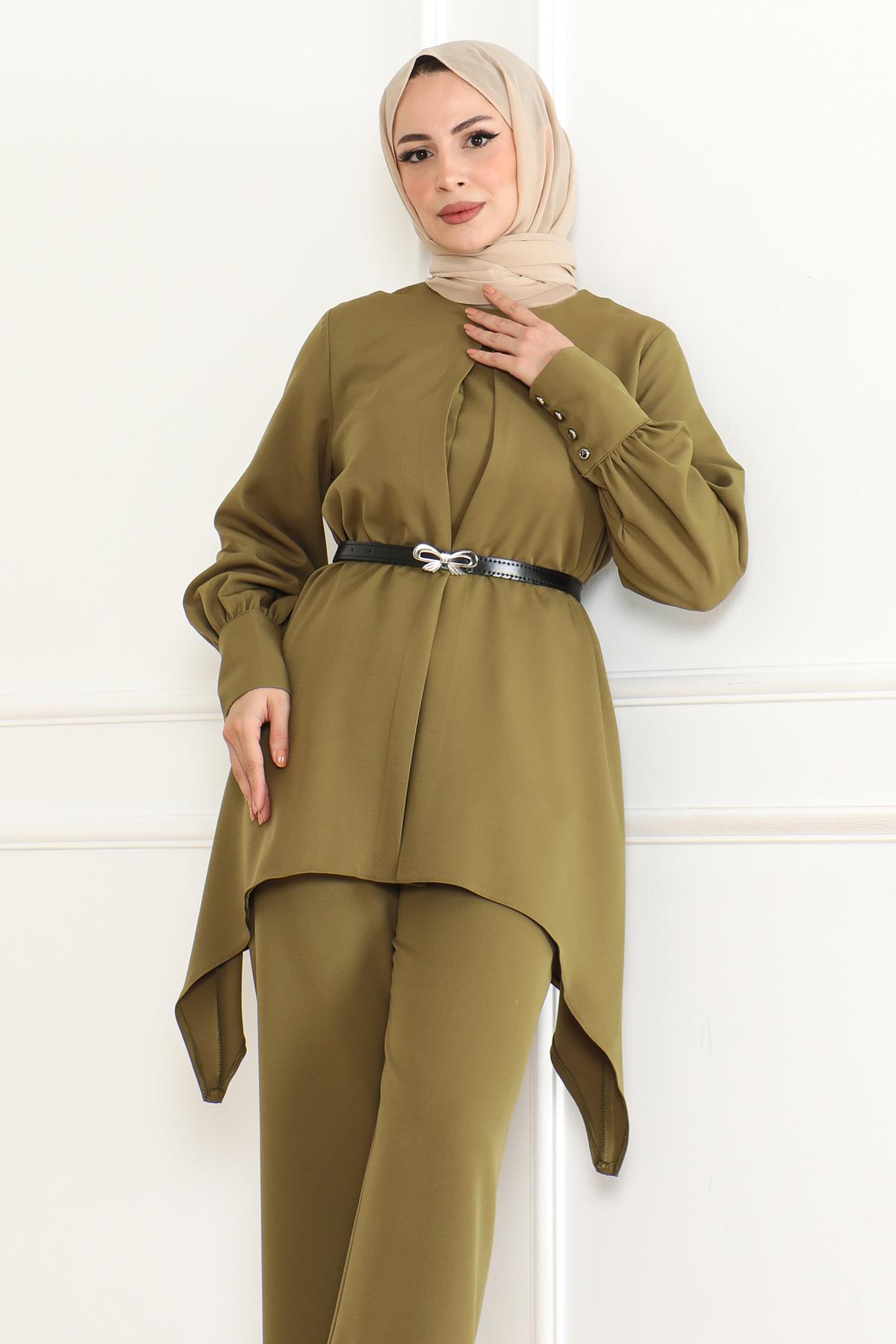 Kemer Detaylı Takım Haki Haki MSW19001-4
