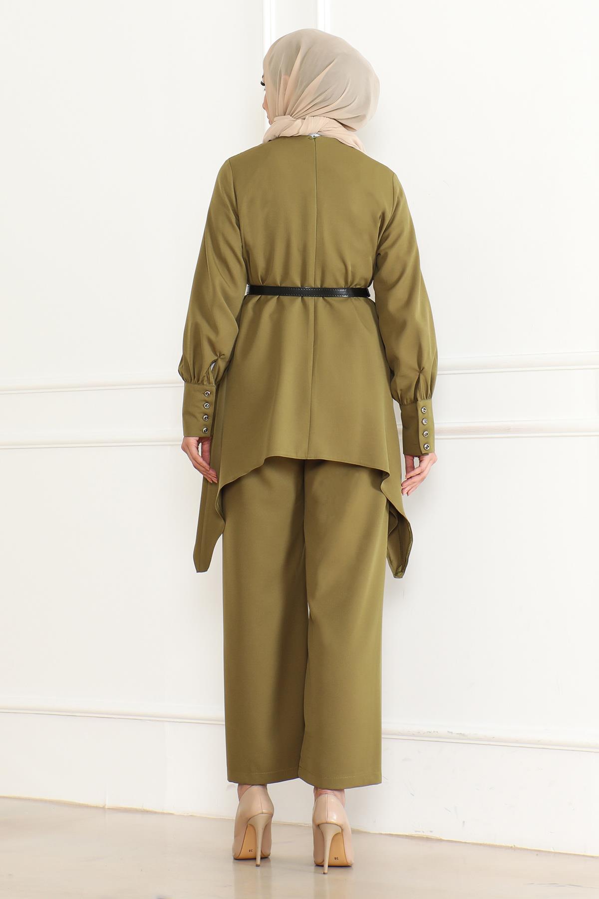 Kemer Detaylı Takım Haki Haki MSW19001-4