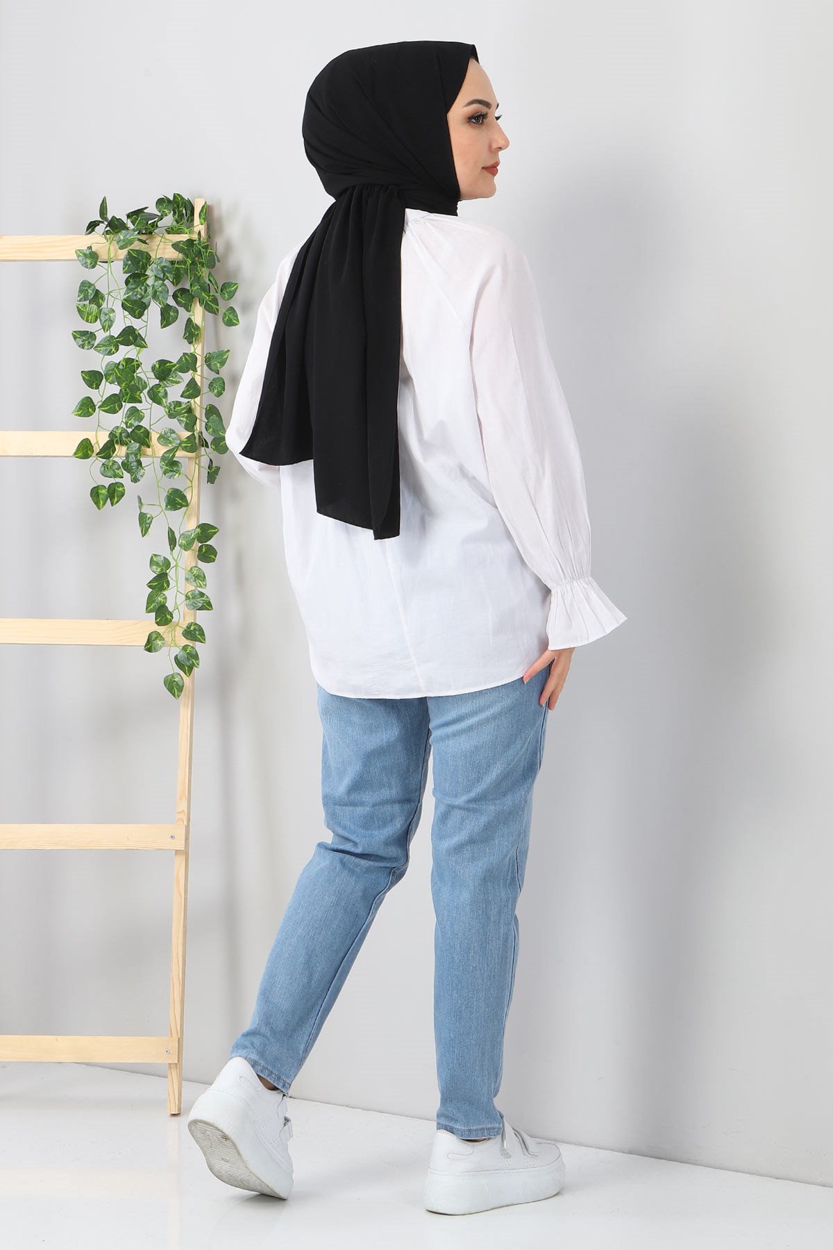 Kemerli Boyfriend Büyük Beden Kot Pantolon Açık Kot 6007