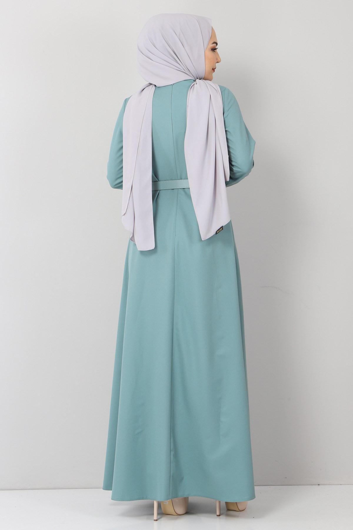 Kemerli Drapeli Elbise Mint 9910