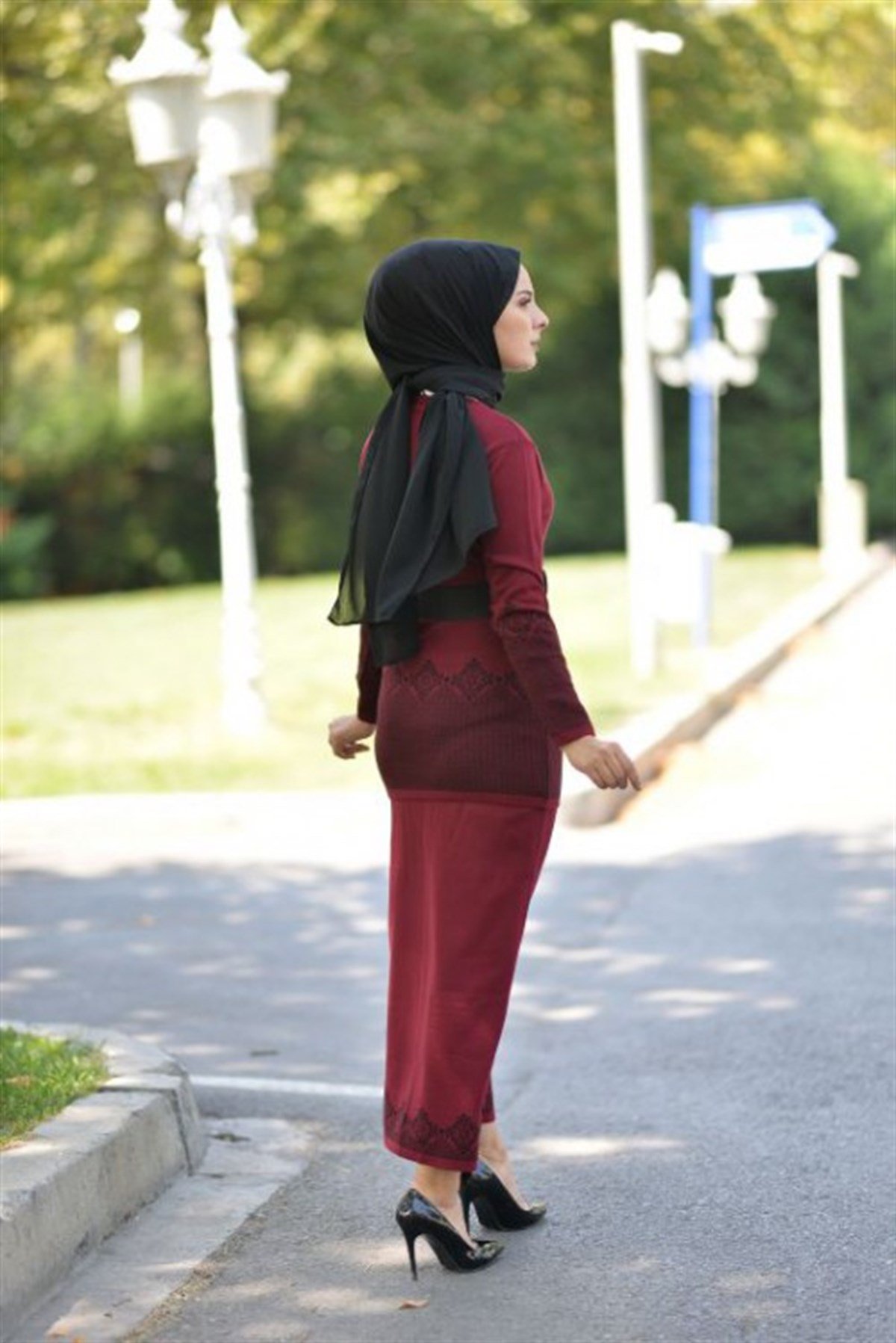 Kemerli Triko Kombin Bordo Bordo 2269-5