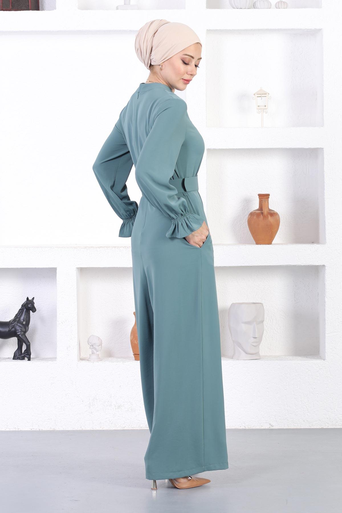 Kemerli Tulum Elbise Mint 12244