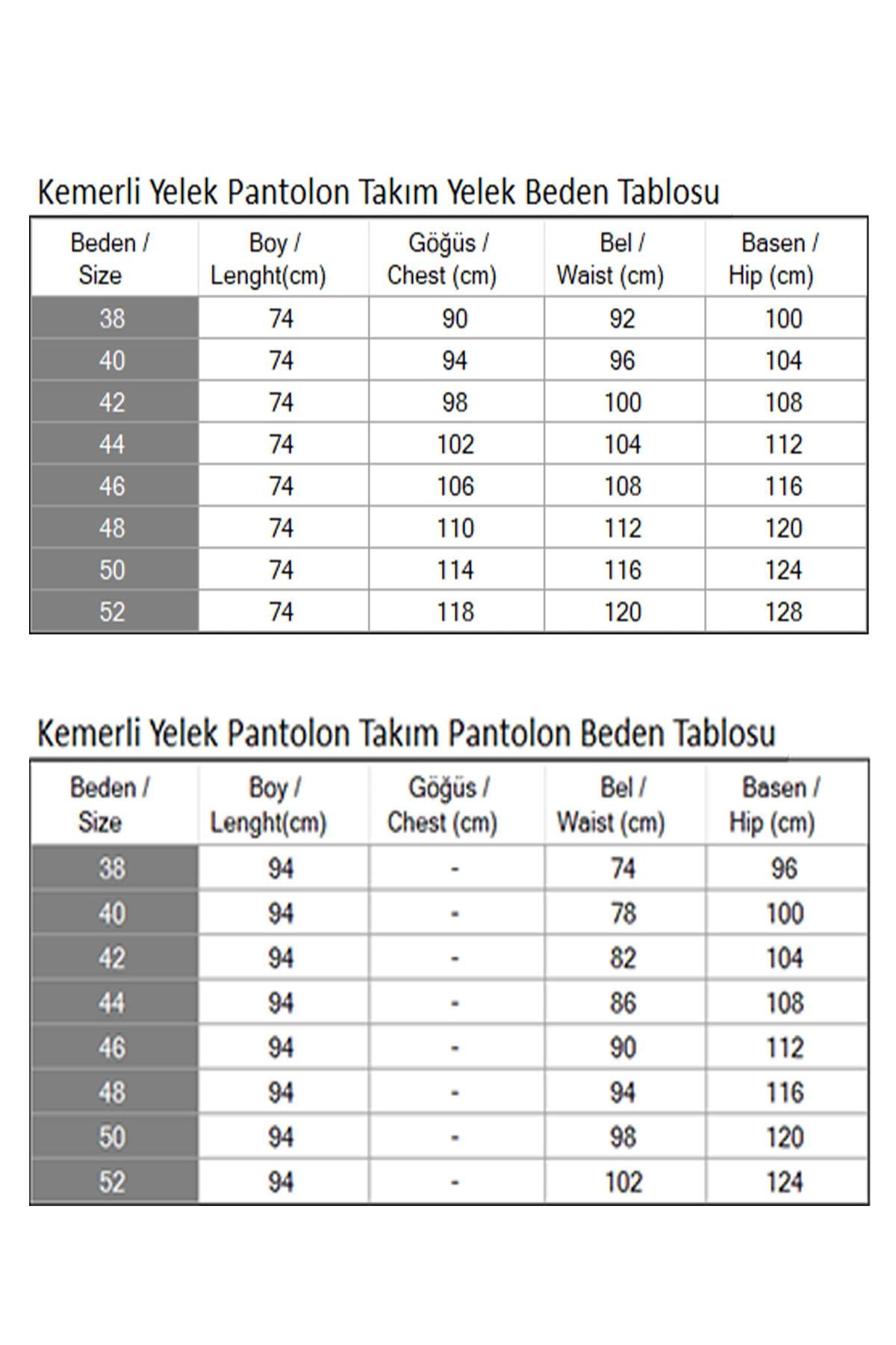 Kemerli Yelek Pantolon Takım Bej 19250