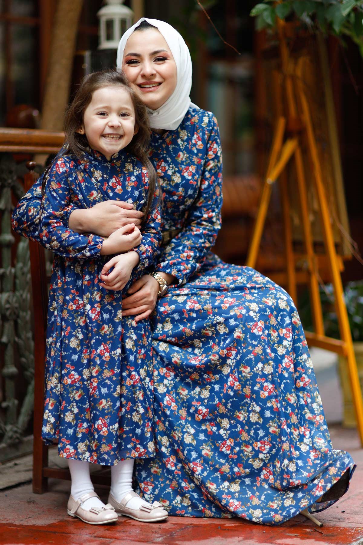 Küçük Çiçekli Çocuk Elbise İndigo 10480-6