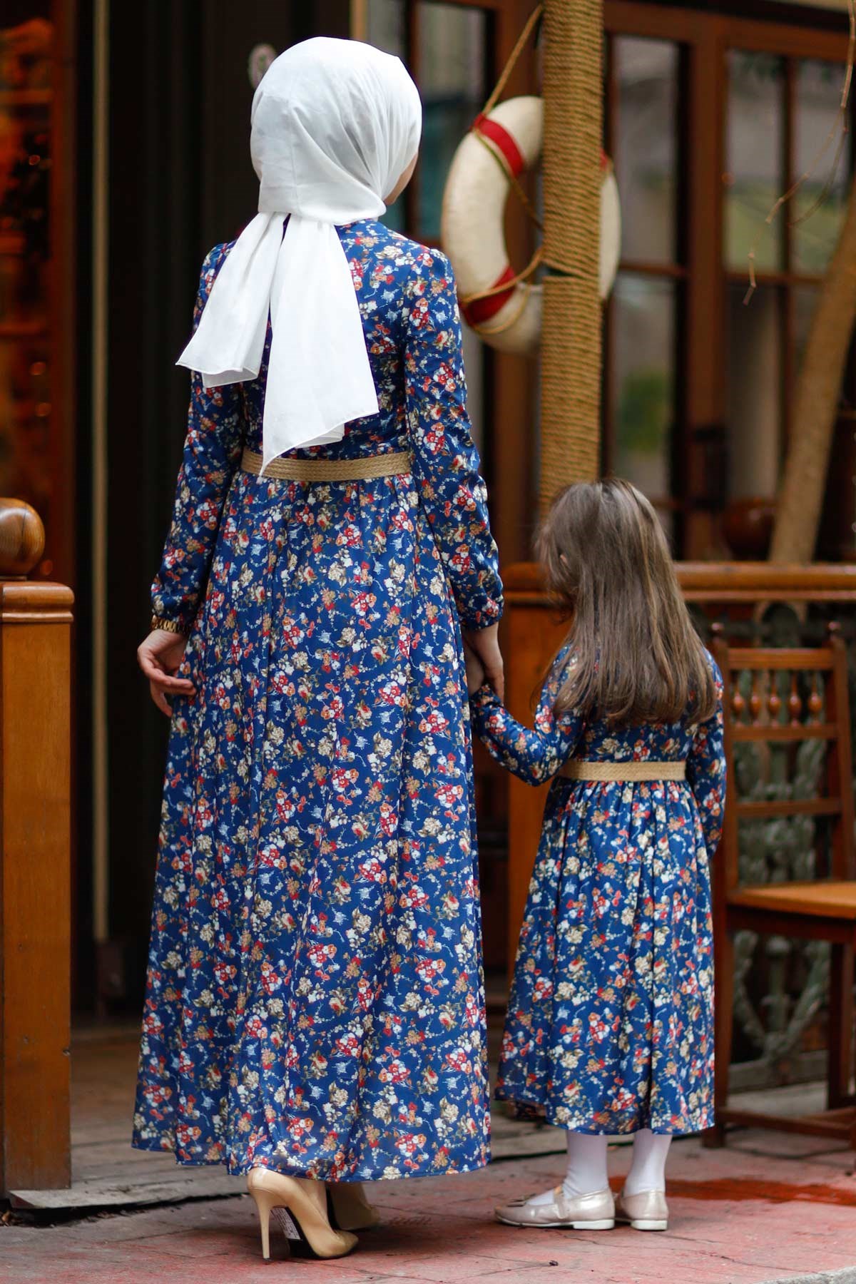 Küçük Çiçekli Çocuk Elbise İndigo 10480-6