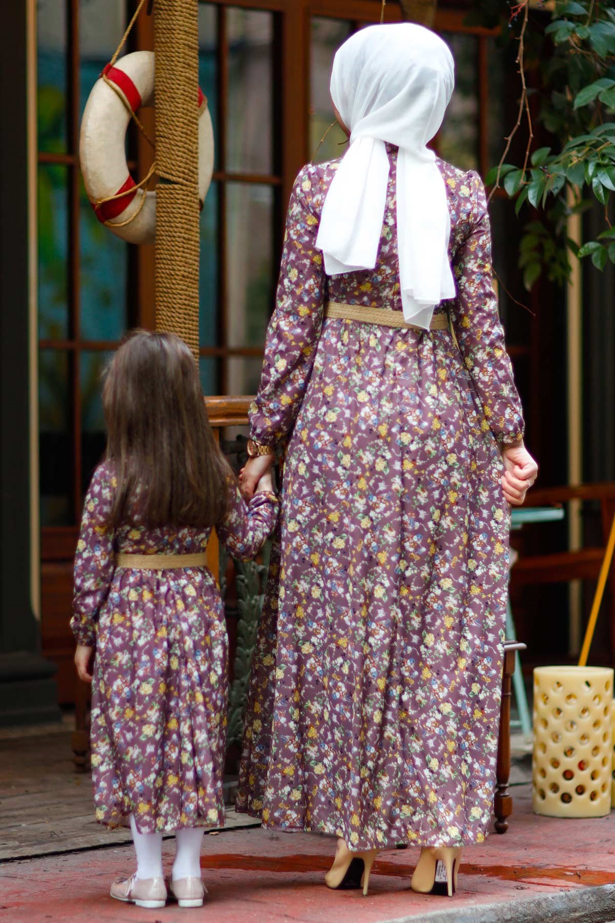 Küçük Çiçekli Çocuk Elbise Lila 10480-6
