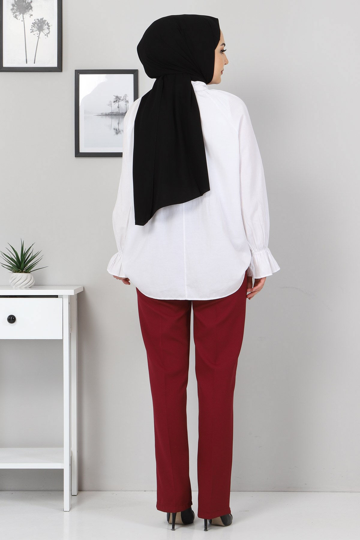 Kumaş Pantolon Bordo 8573