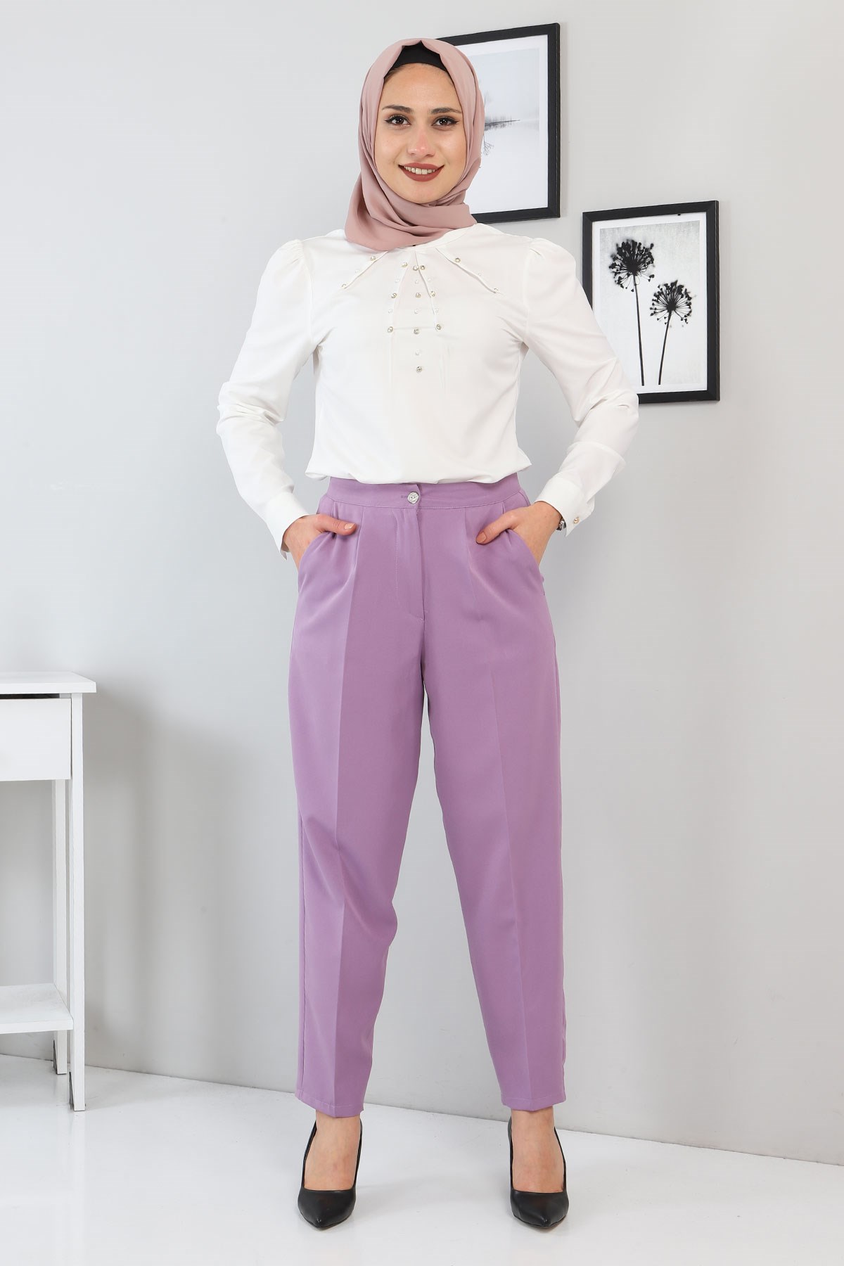 Kumaş Pantolon Lila 3500