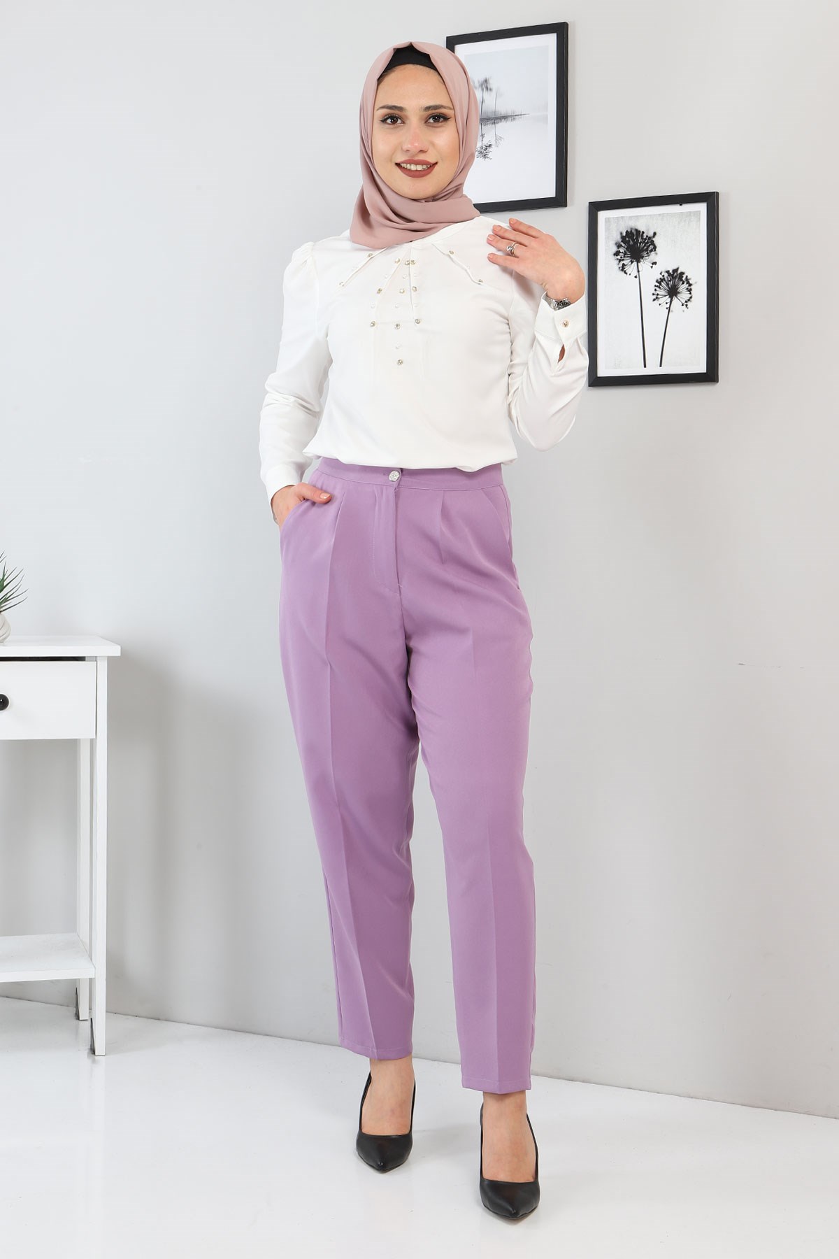 Kumaş Pantolon Lila 3500
