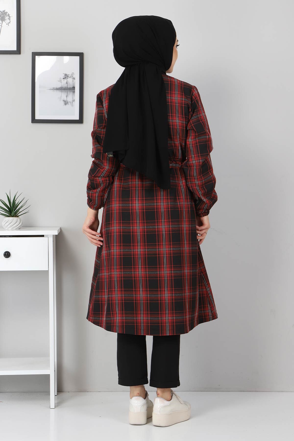 Kuşak Detaylı Kap Bordo 10769