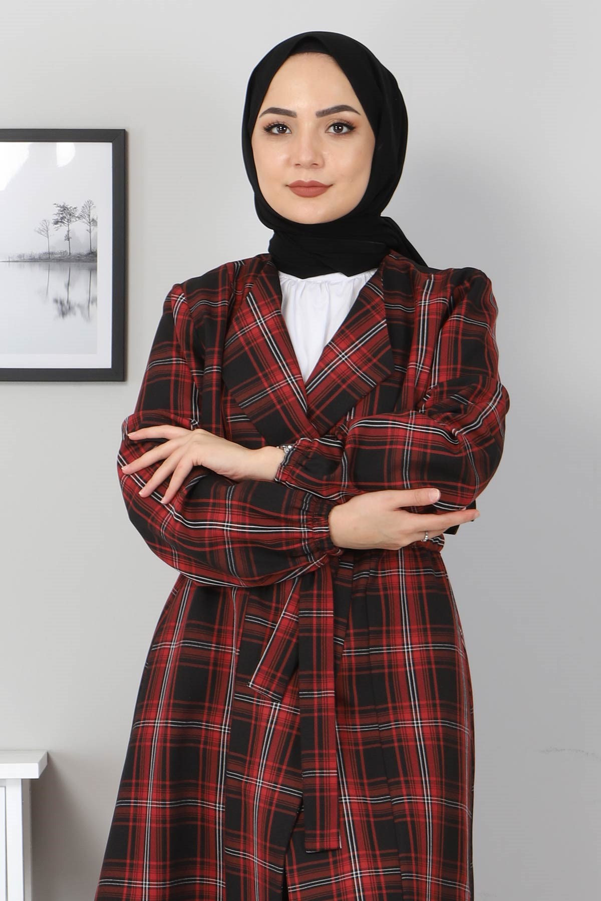 Kuşak Detaylı Kap Bordo 10769