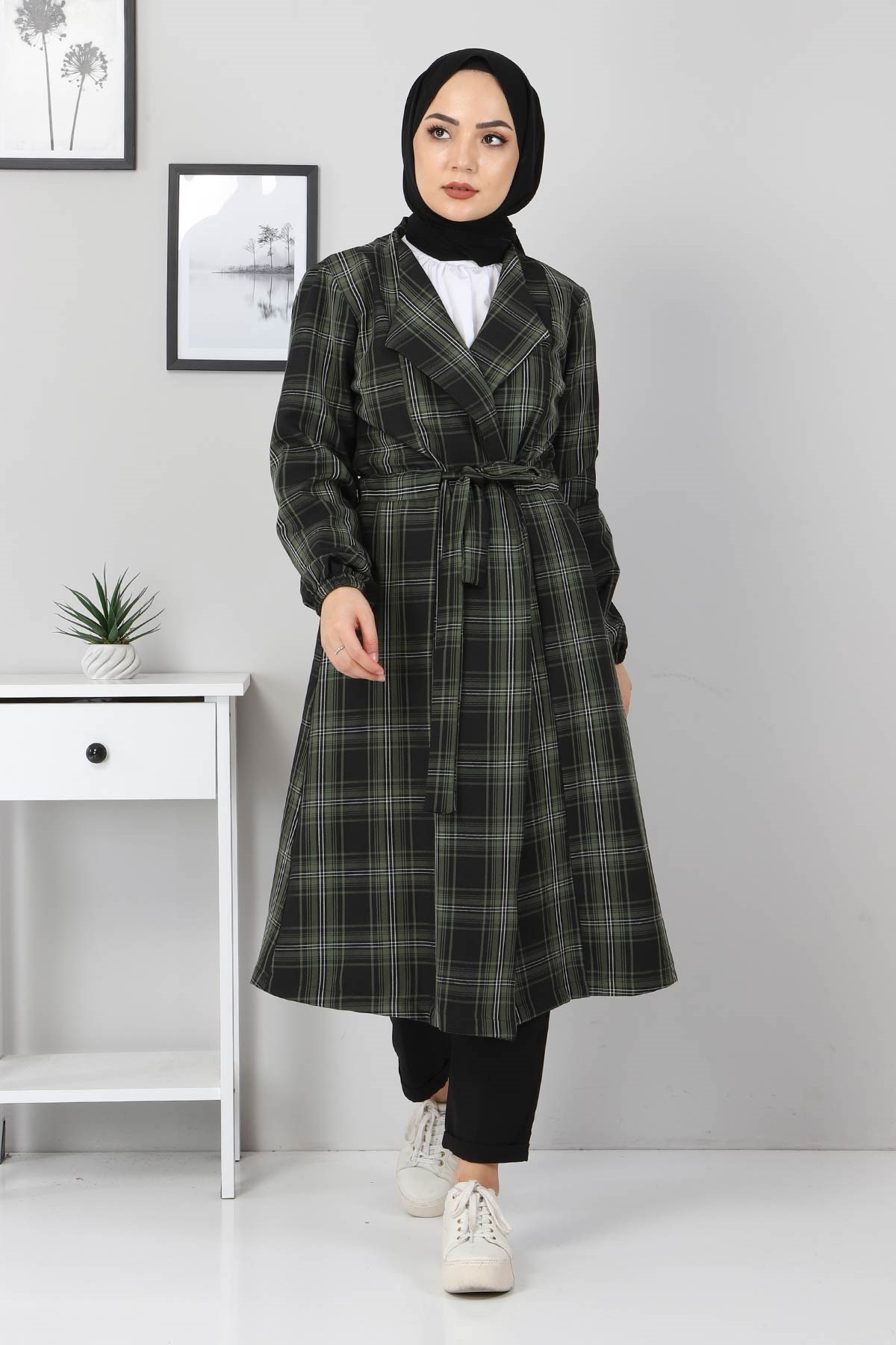 Kuşak Detaylı Kap Haki 10769