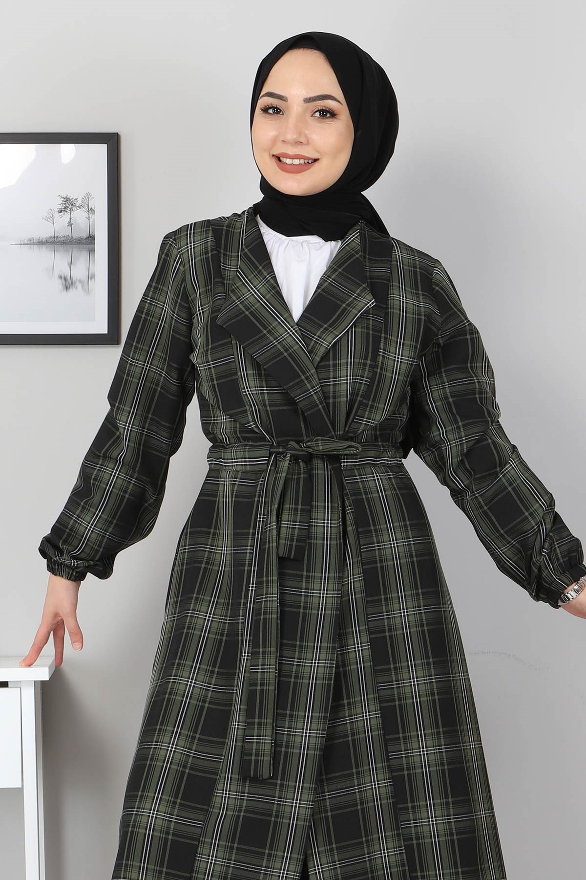Kuşak Detaylı Kap Haki 10769