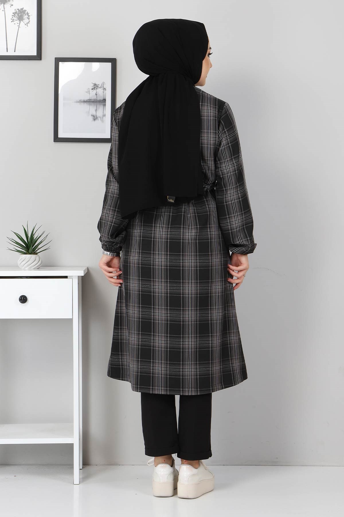 Kuşak Detaylı Kap Siyah 10769