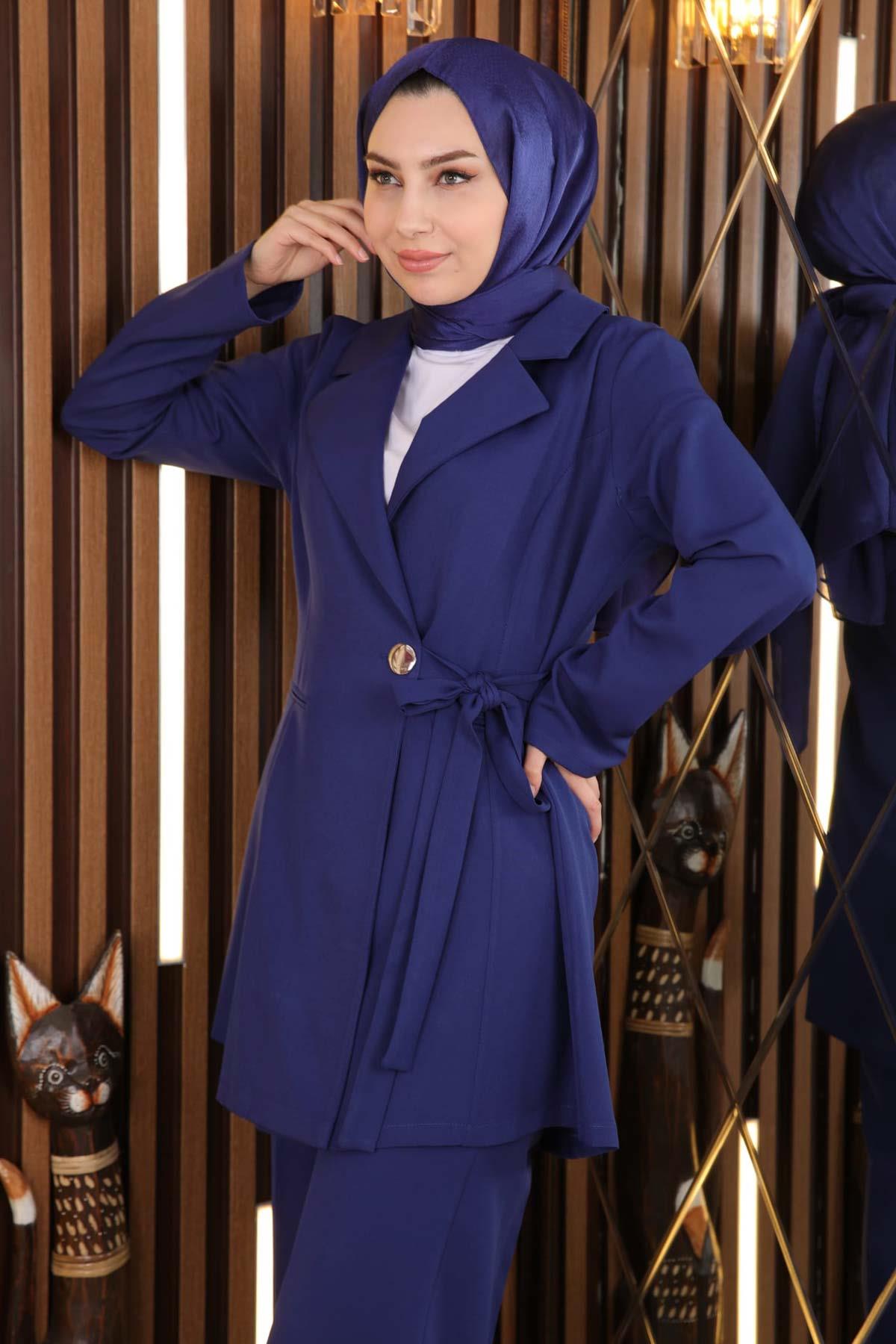 Kuşak Detaylı Takım İndigo İndigo MSW19106-2