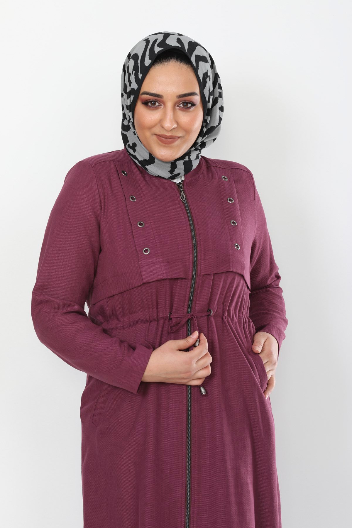 Kuşgözü Detaylı Tesettür Kap Mürdüm Mürdüm 801-2