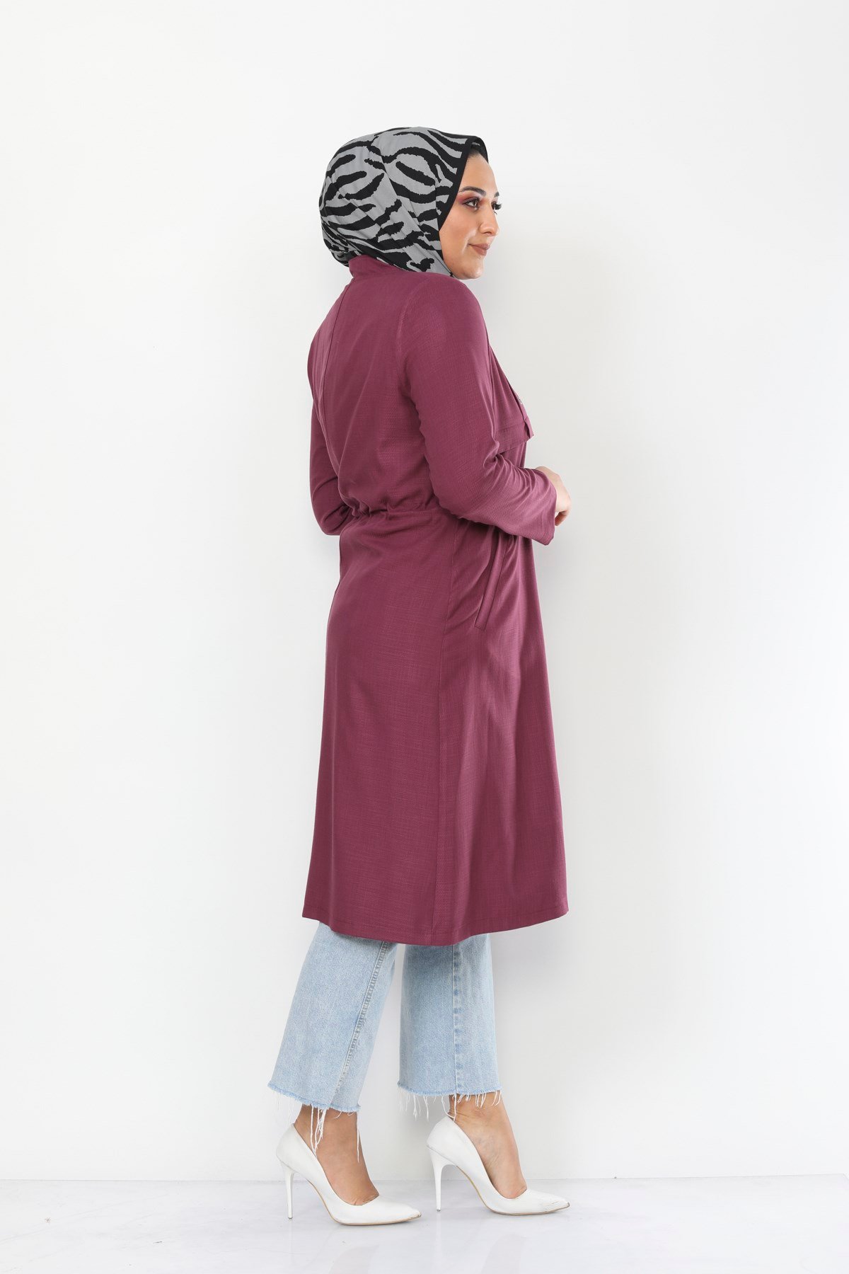 Kuşgözü Detaylı Tesettür Kap Mürdüm Mürdüm 801-2