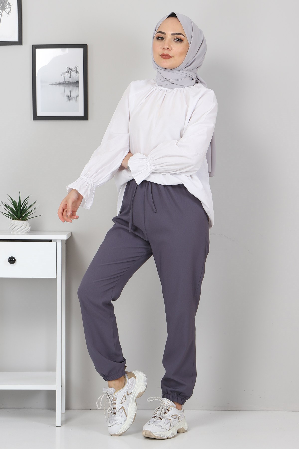 Lastik Detaylı Pantolon Antrasit 10266