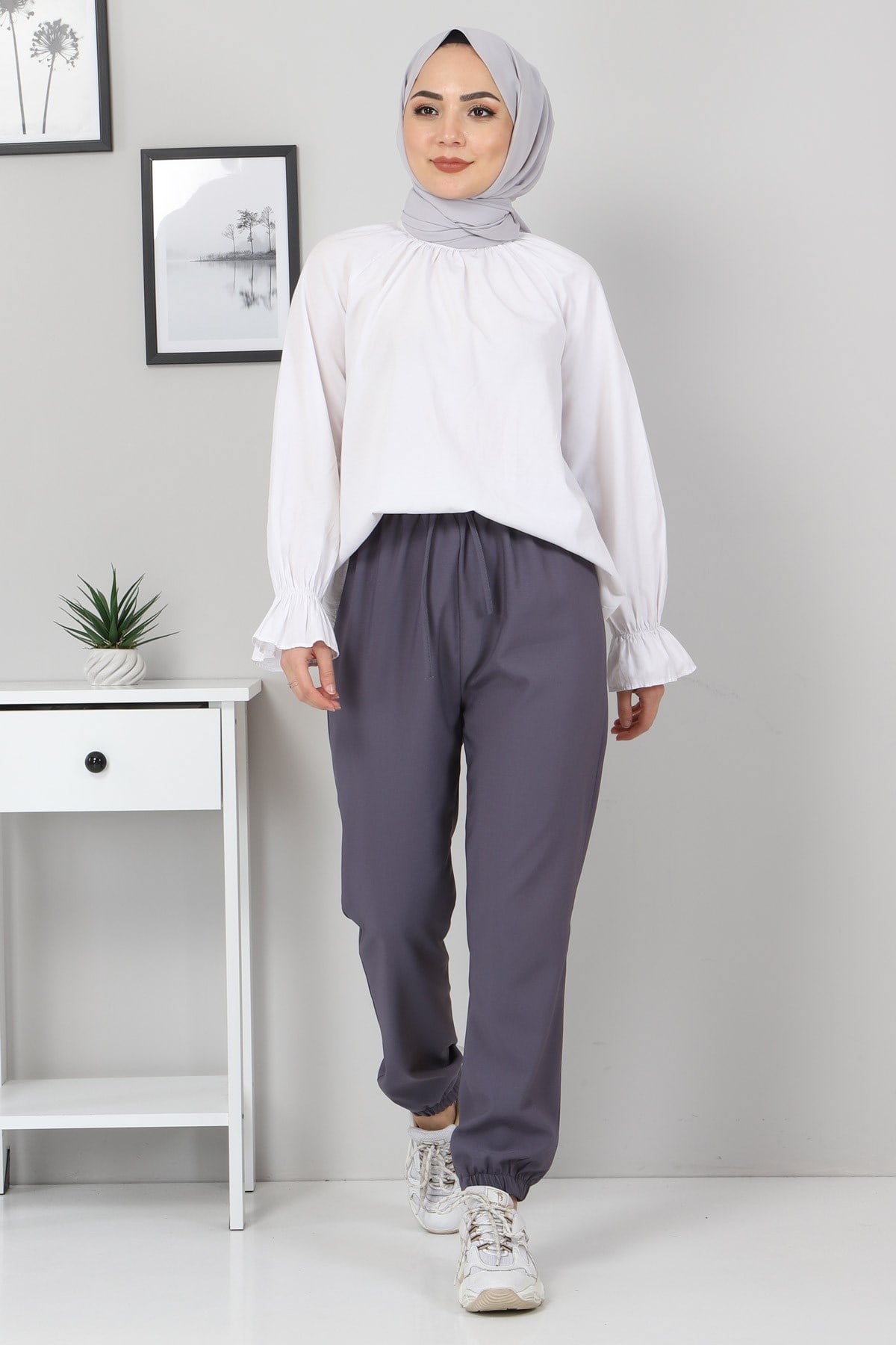 Lastik Detaylı Pantolon Antrasit 10266