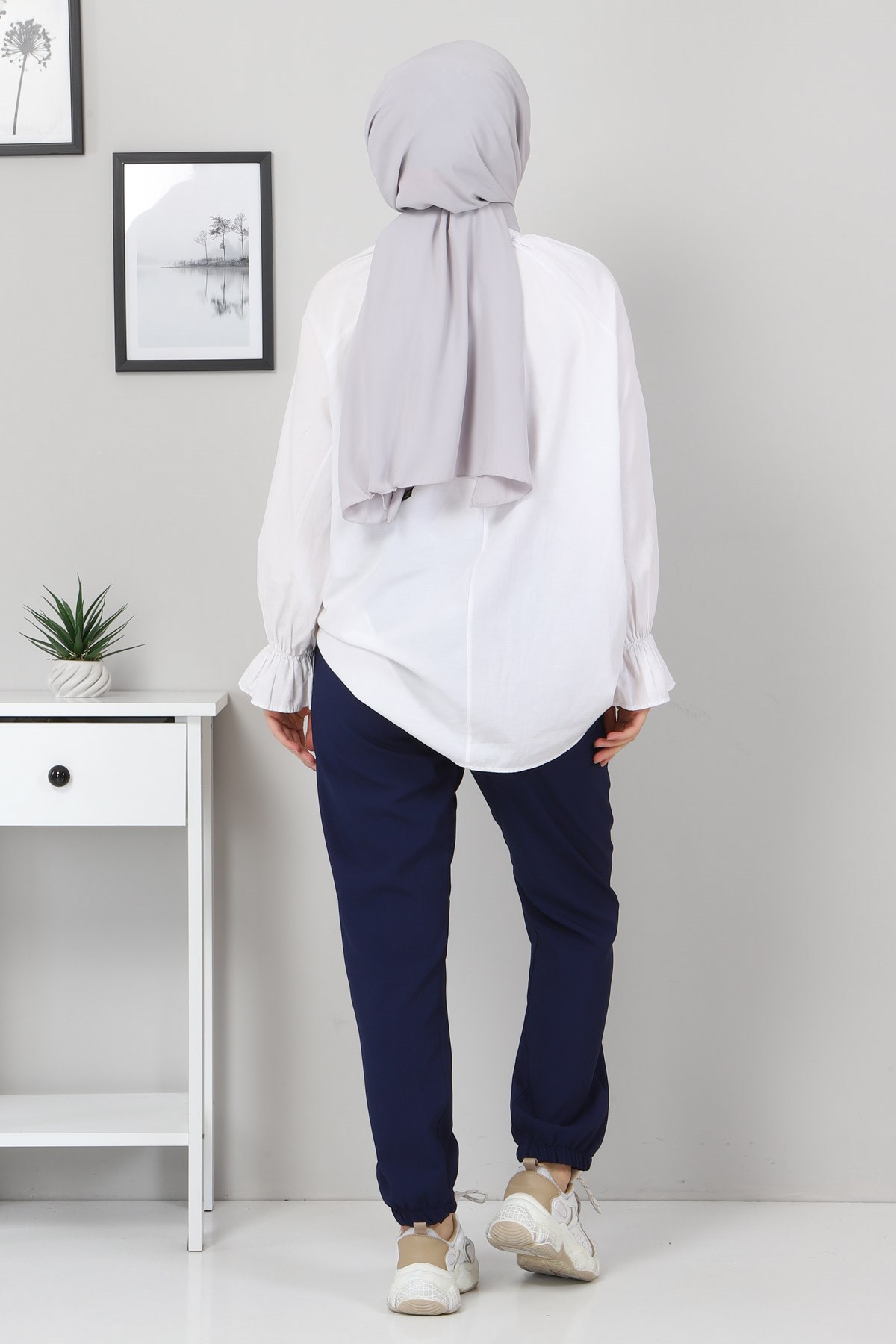 Lastik Detaylı Pantolon İndigo 10266