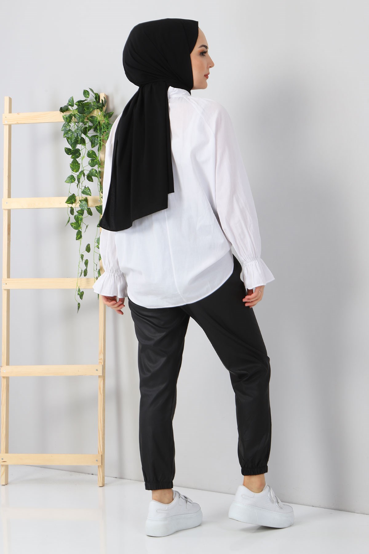 Lastikli Deri Pantolon Siyah 10267