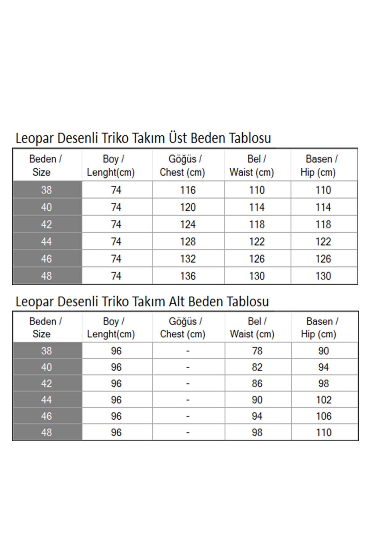 Leopar Desenli Triko Takım Gri 6147