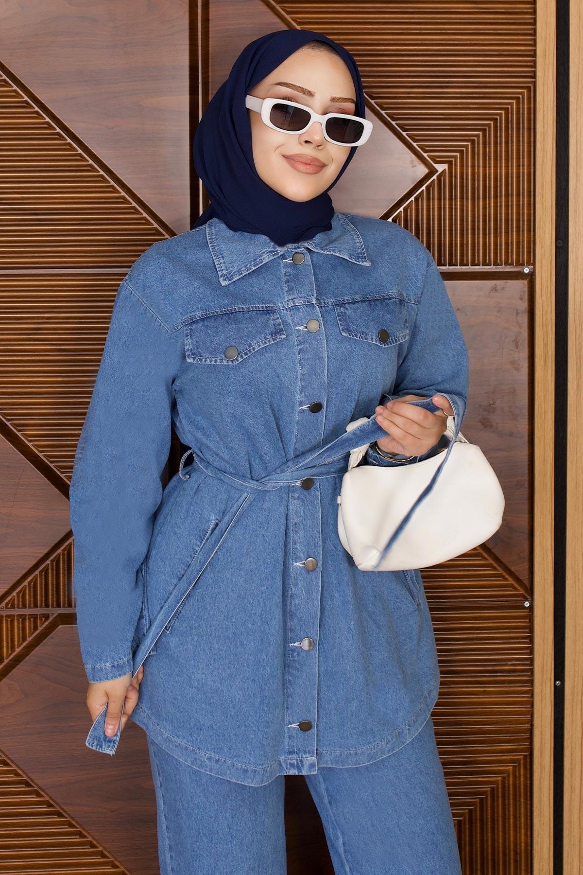 Luna Denim Takım Açık Mavi 19299